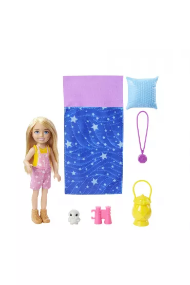 Barbie Kemping Chelsea Lalka + piwr Zestaw HDF77 Mattel