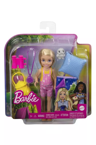 Barbie Kemping Chelsea Lalka + piwr Zestaw HDF77 Mattel
