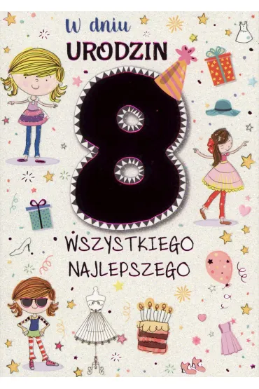 Kukartka Karnet 8 urodziny dziewczynki PR-030