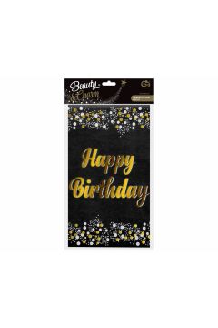 Godan Obrus foliowy B&C Happy Birthday 137x183 cm czarny