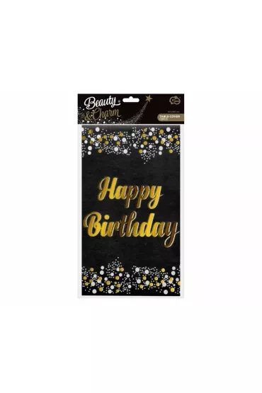 Godan Obrus foliowy B&C Happy Birthday czarny 137x183 cm