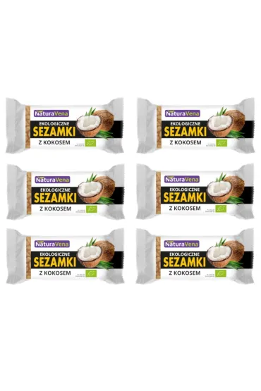 NaturaVena Sezamki z kokosem Zestaw 6 x 27 g Bio