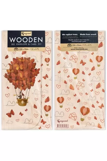 Cozywood Koperta upominkowa drewniana �lub balon motyle