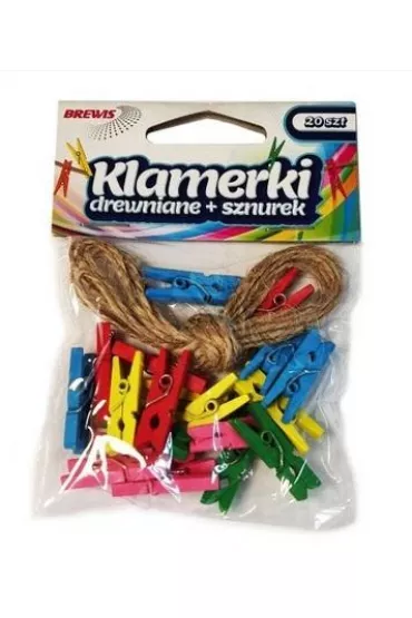 Brewis Klamerki + sznurek kolorowe 20 szt.