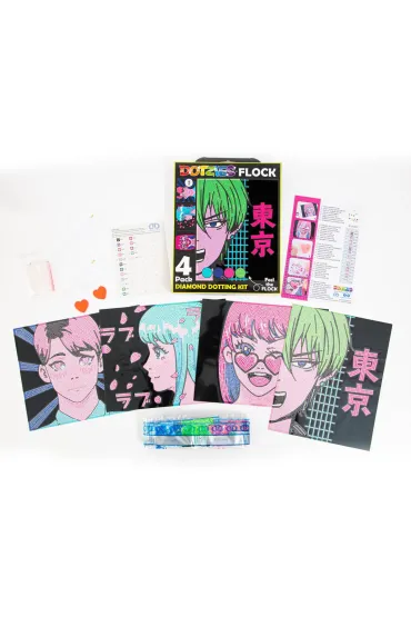 Diamond Dotz Haft diamentowy - Adults Flocked Neon Anime 4pack