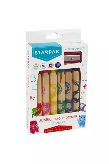 Starpak Kredki o��wkowe Jumbo + temper�wka 6 szt.