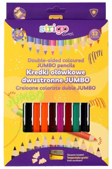 Strigo Kredki o��wkowe tr�jk�tne Jumbo 12 szt.