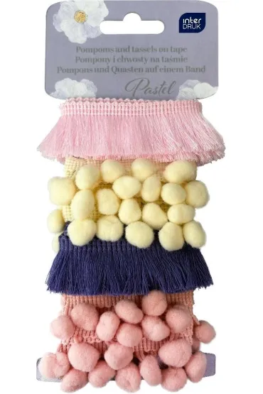 Interdruk Zestaw pompon�w na ta�mie 4x0,7m Pastel