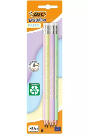 Bic O��wek z gumk� Evolution Pastel 5 szt.