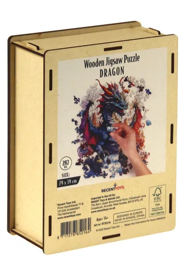 Puzzle 287 drewniane kolorowe Smok Recent Toys