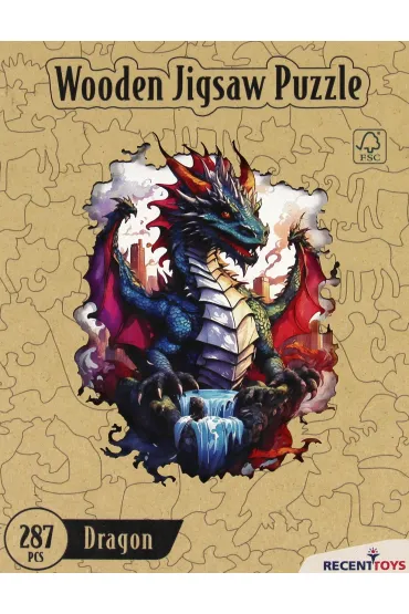 Puzzle 287 drewniane kolorowe Smok Recent Toys