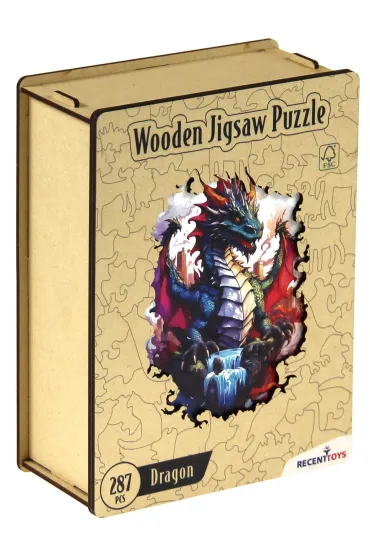 Puzzle 287 drewniane kolorowe Smok Recent Toys