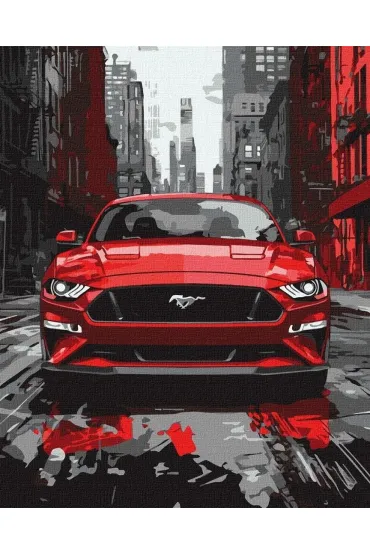 Ideyka Malowanie po numerach - Czerwony mustang 40x50cm