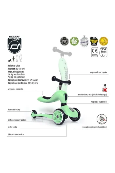Highwaykick 1 2w1 Je�dzik i hulajnoga tr�jko�owa 1-5 lat Kiwi Scootandride