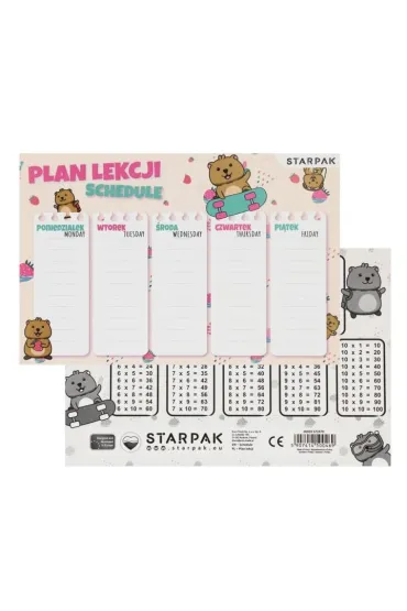 Starpak Plan Lekcji Tabliczka Mno�enia A5 Kuoka 25 szt.