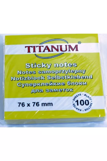 Titanum Notes samoprzylepny ��ty 76x76mm 100 kartek