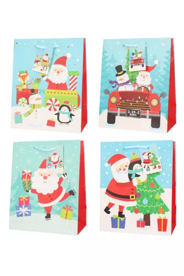 incood. Torebka ozdobna �wi�teczna 26x32cm Miko�aj niebieska