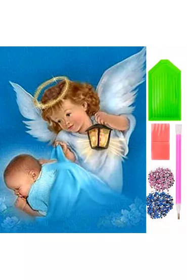 Norimpex Diamentowa mozaika - Anio�ek z dzieckiem lampion 30x40cm
