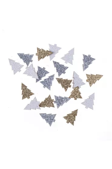 dpCraft Drewniane brokatowe choinki 1,5x2cm