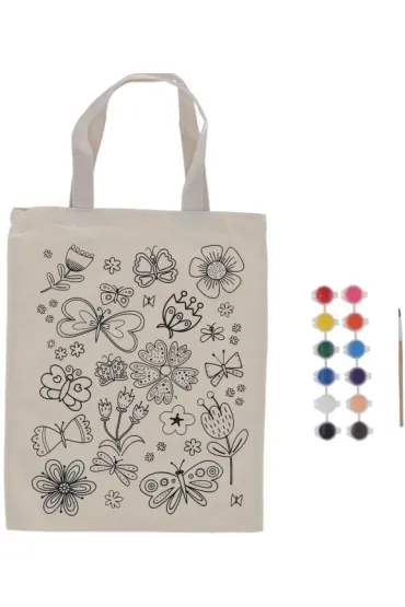 Esschert Design Torba p��cienna do kolorowania z farbkami - Kwiaty