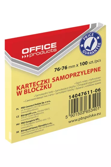 Office Products Karteczki samoprzylepne 76 x 76 mm 100 kartek
