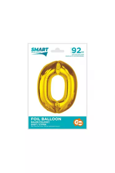 Godan Balon foliowy Smart cyfra 0 z�ota 92cm