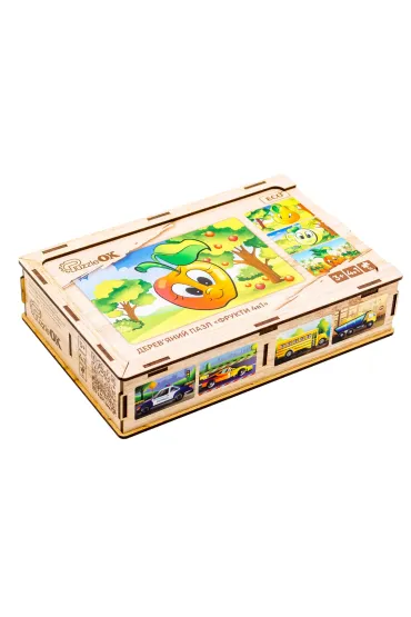 Puzzle drewniane 4w1 owoce PuzzleOK