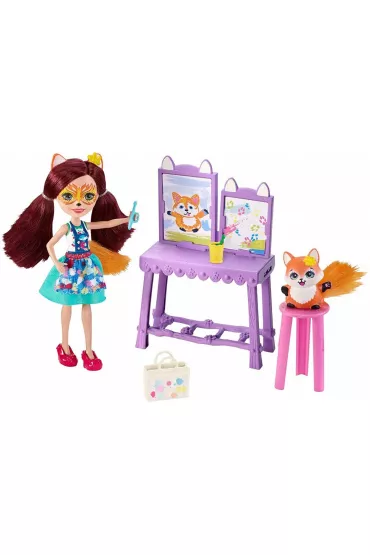 EnchanTimals. Zestaw Pracownia malarska + Lalka Felicity Fox i Flick, Akcesoria Mattel