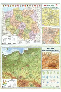 Podkadka na biurko A2 Polska oglnogeograficzna/administracyjna dwustronna