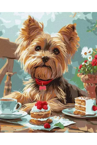Ideyka Malowanie po numerach - Podwieczorek z yorkiem 40x50cm