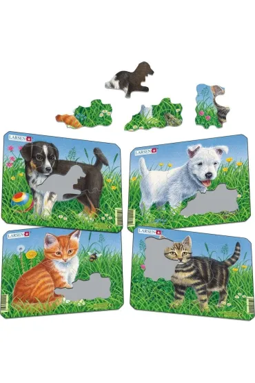 Puzzle 7 el. Koty i psy Larsen