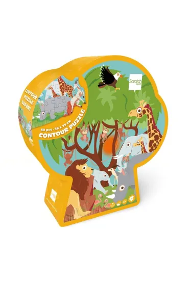 Puzzle konturowe 60 el. Safari Scratch