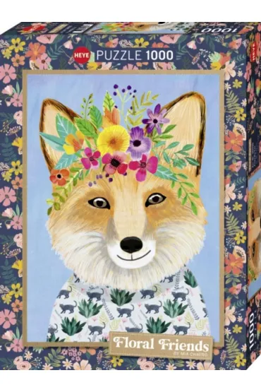 Puzzle 1000 Floral Friends, Lis z kwiatami na g�ow Heye