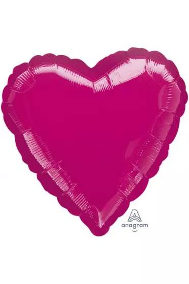 Amscan Balon foliowy metalik fuksja serce luzem 43cm
