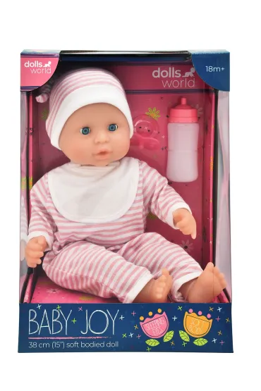 Dolls World Lalka Baby Joy 38cm ubranko w paski