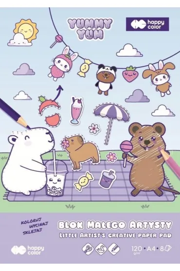 Happy Color Blok ma�ego artysty A4 8 ark Yummy Yum Kapibara