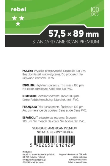 Rebel Koszulki Standard American Premium 57,5 x 89 mm 100 szt.