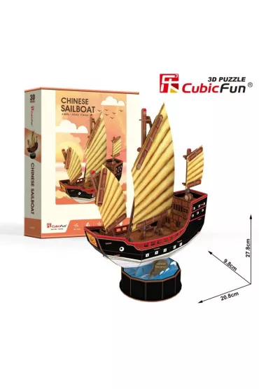 Puzzle 3D 62 el. �aglowiec Chinese Sailboat Cubic Fun