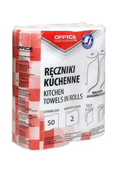 R�czniki kuchenne celulozowe OFFICE PRODUCTS, 2-warstwowe, 50 listk�w, 9,25m, 2szt., bia�e 22047139-14