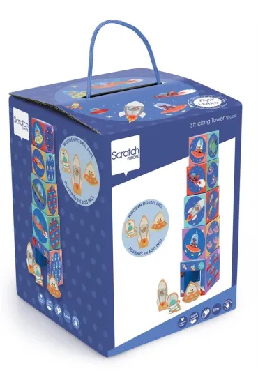 Piramida edukacyjna i drewniane figurki Kosmos Scratch