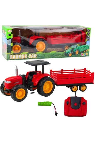 Traktor z przyczep� RC czerwony LeanToys