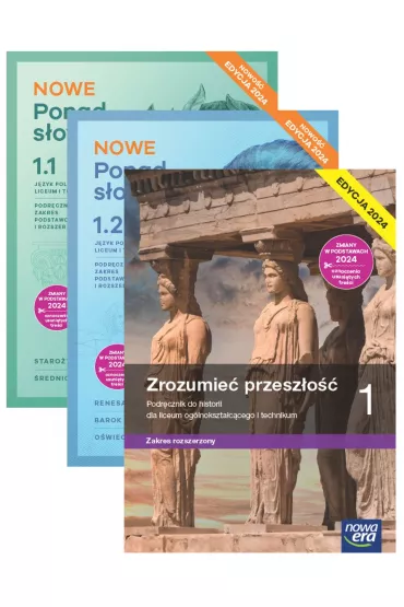 Pakiet podr�cznik�w: Nowe Ponad s�owami. Cz�� 1 i 2, Zrozumie� przesz�o��. Liceum i technikum. Klasa 1. Edycja 2024 - Anna R�wny, Krzysztof Kowalewski, Ma�gorzata Chmiel, Ryszard Kulesza, Joanna Ko�cierzy�ska, Aleksandra Wr�blewska