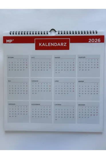 Main paper Kalendarz 2026 �cienny 30x30cm czerwony