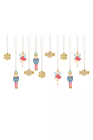 PartyDeco Zawieszki do prezent�w Dziadek do orzech�w 12 szt.