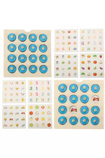 Gra planszowa memory montessori zestaw puzzle drewniane 4 karty