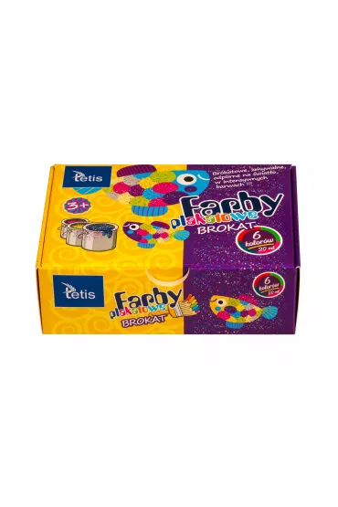 Tetis Farby plakatowe brokatowe 6 x 20 ml