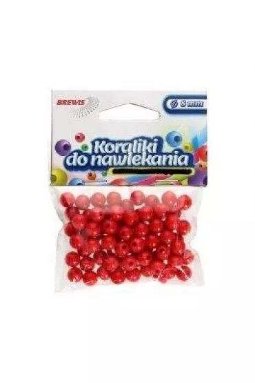 Brewis Koraliki do nawlekania + sznurek czerwone 8mm, 16g