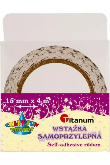 Titanum Ta�ma dekoracyjna ecru w czarne kropki 15mm x 4m