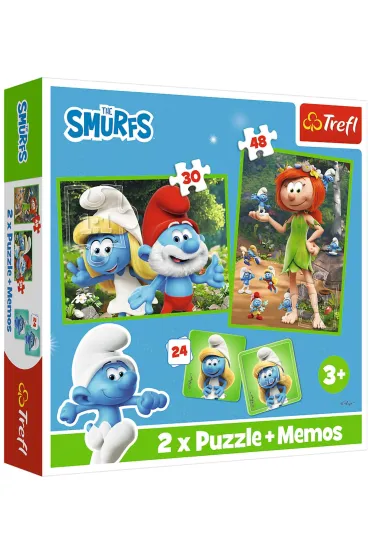 Puzzle + Memos 2w1 (24+30+48 el.) Weso�e zabawy Smerf�w Trefl