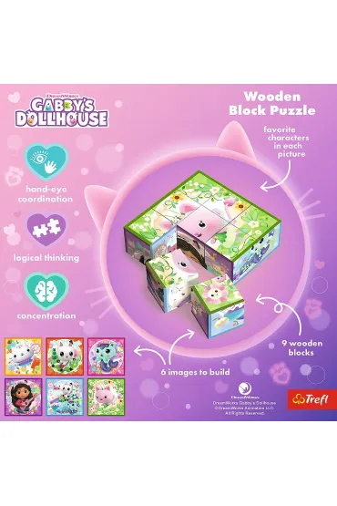 Drewniane klocki puzzle - Koci Domek Gabby Trefl | TaniaKsiazka.pl